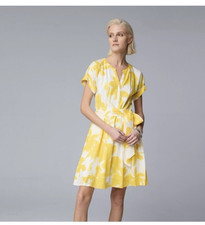 Simply Vera Vera Wang Sundress Yellow Floral V-Neck A-Line Tie Waist Size XL