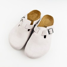 Birkenstock Stussy Boston Clog Bone Suede Leather Unisex Shoes All Size