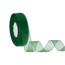 Organza Ribbon 1 Inch 50 Yards Sheer Ribbons for Gift Wrapping, Dark Green