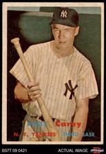 1957 Topps #290 Andy Carey Yankees DOUBLE-PRINT 4 - VG/EX