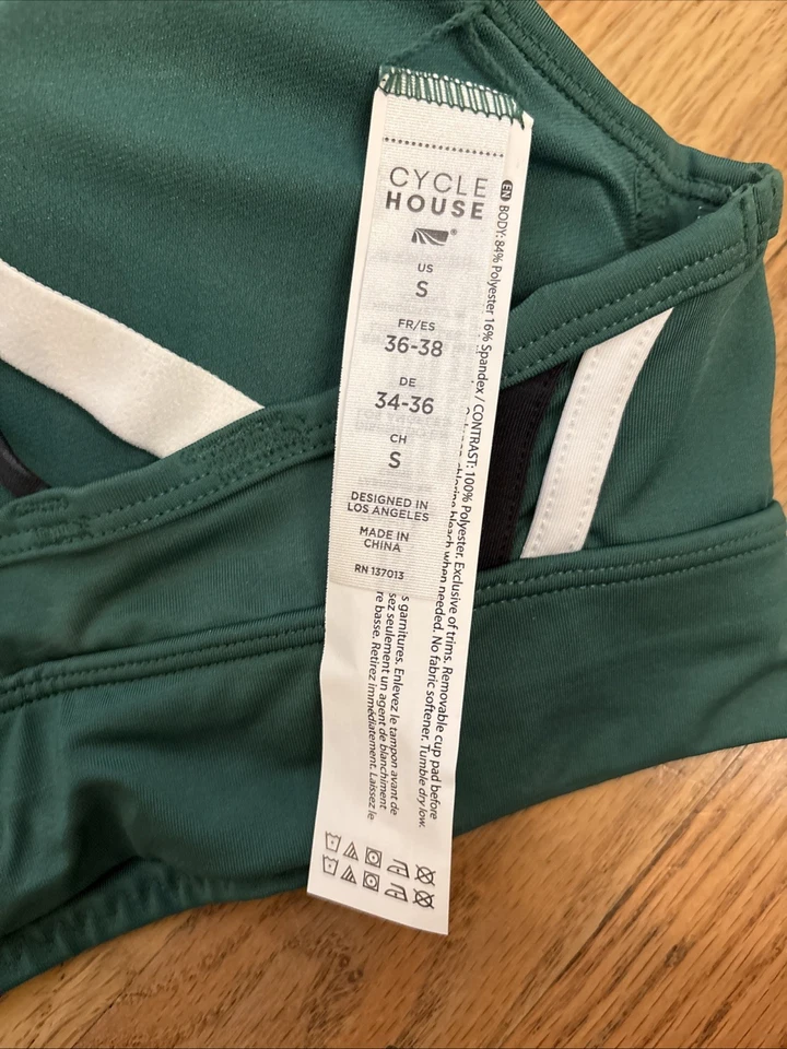 NWT Marika Cycle House Size S Elizabeth Sports Bra Evergreen Green Black White - Image 4 of 4