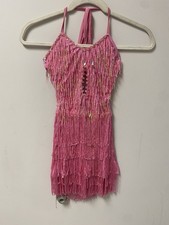 Glamour Solo Dance Dress Latin Fringe Tassel Pink Size CM Ballroom Girls Kids