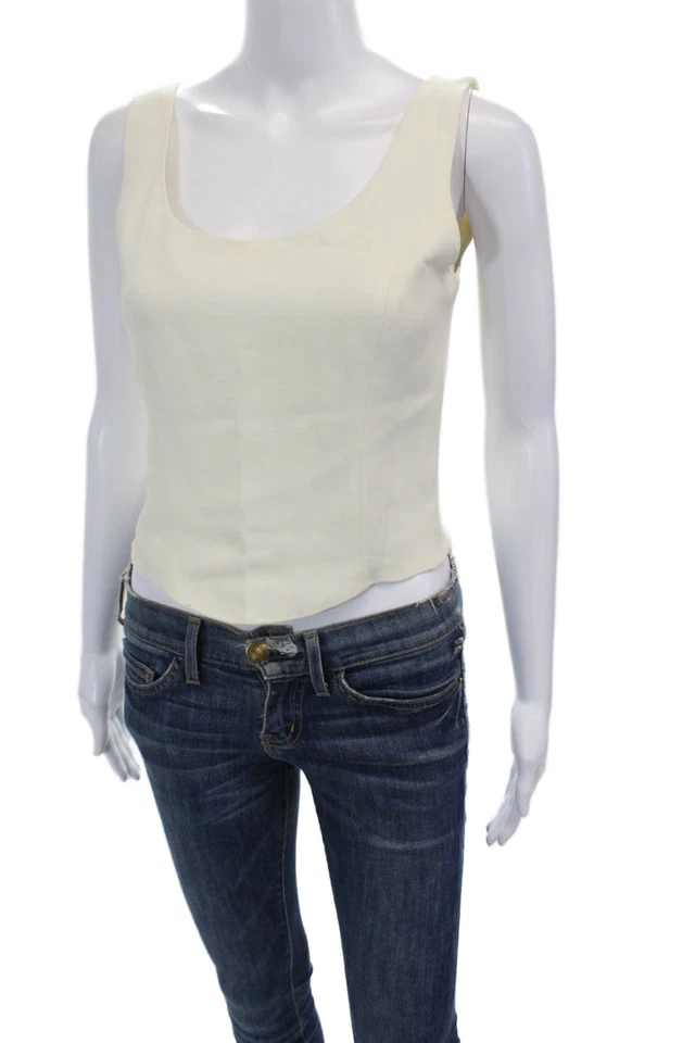 Blusa Moschino feminina barata e chique sem mangas gola redonda branca tamanho 8 - Imagem 2 de 4