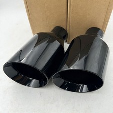 Pair Dodge Rt Srt Ram 5 Big Black Exhaust Tip 2.5 Inlet Angle Cut Double Wall Pair Dodge Rt Srt Ram 5 Big Black Exhaust Tip 2.5 Inlet Angle Cut Double Wall