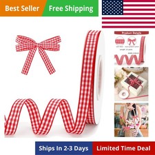 Red Gingham Ribbon 3/8 Inch 25 Yards Red and White Checkered Ribbon for Gift ...