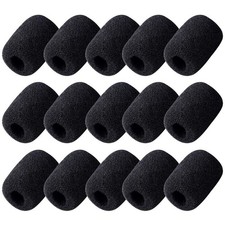 15 Pack Foam Microphone Windscreen, Lapel Headset 30 22mm, Black
