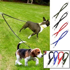 Dual Head Dog Leash For Two Pets Nylon Tether Walking Control Safety