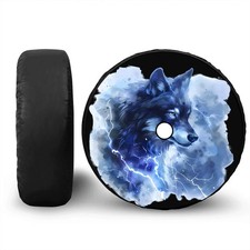Spare Tire Cover w/ Camera Hole Wolf Design Jeep Wrangler RV SUV 4x4