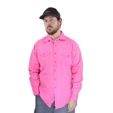 Vintage Wrangler Canvas Brushpopper Western Shirt Mens 16.5-35 Large Pink 90s