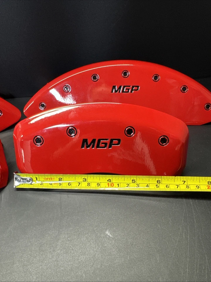 MGP 10241 Red Brake Caliper Covers 4pc Set- Front & Rear, UniversalFit - Image 4 of 4