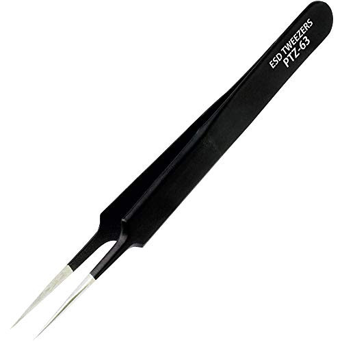 ENGINEER PTZ-63 Type GG Fine Tipped Black-Coated ESD Tweezers - Picture 1 of 5