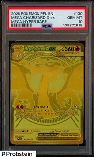 2025 Pokemon PFL En Mga Hyper Rare #130 Mega Charizard X Ex PSA 10 GEM MINT