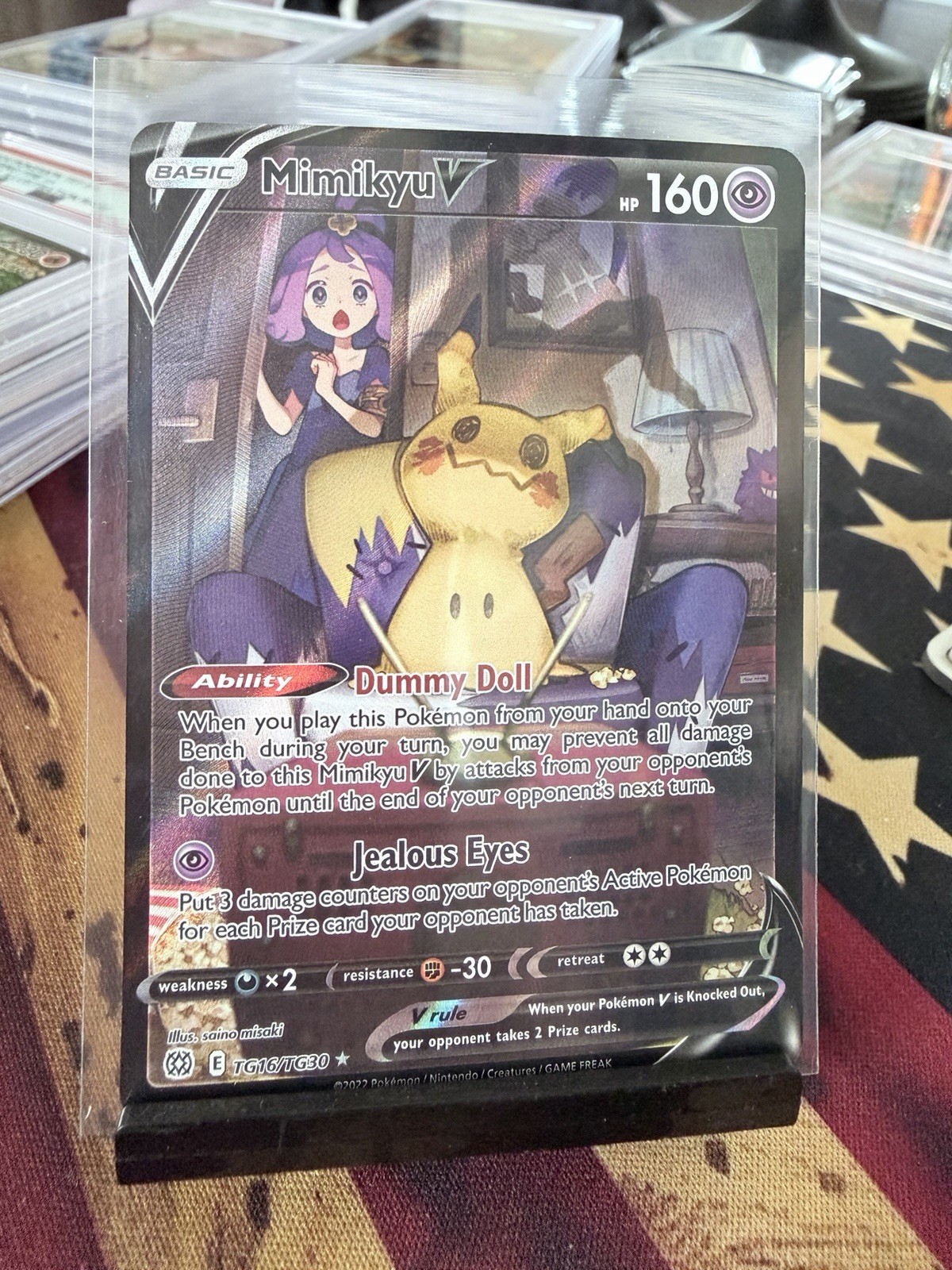 Pokémon Mimikyu V Ultra Rare Holo TG16/TG30 Brilliant Stars Trainer Gallery