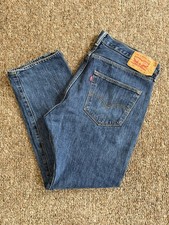 Levis 501 Jeans Mens 36x30 Dark Wash Blue Straight Stretch Button Fly Original