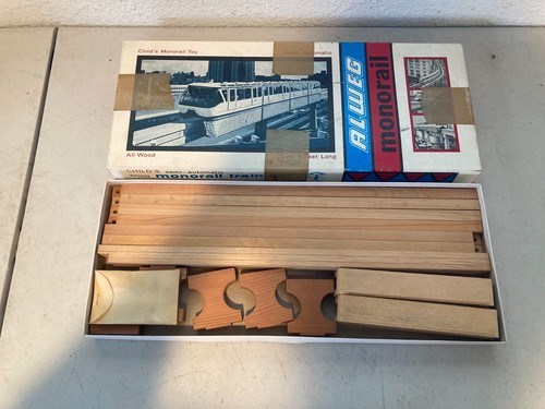Vintage Alweg Monorail Model Kit Wooden Toy 1962 Seattle World’s Fair NOS