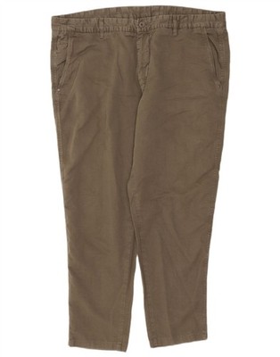 Massimo Dutti Mens Tapered Chino Trousers EU 48 XL W38 L27 Khaki Linen AX26