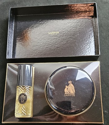 2 pc Lanvin A Veil of Arpege Perfume Bottle 1 oz & Dusting Powder- Vintage