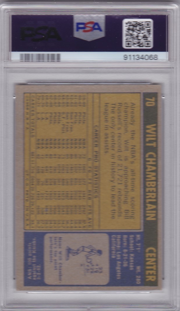 1971 TOPPS BASKETBALL WILT CHAMBERLAIN #70 LAKERS PSA 4 *500 view 2