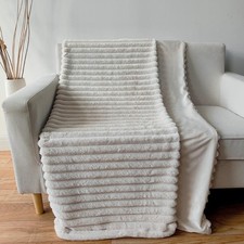 Grand plaid très chaud et doux STINA - Beige - 170 x 130 cm