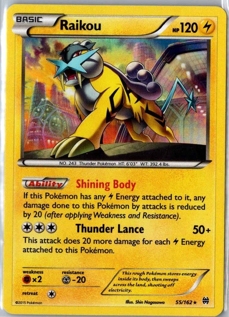 RAIKOU 55/162 HOLO RARE BREAKTHROUGH POKEMON HOLO MP