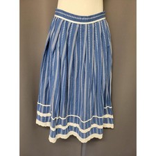 Hagro Vintage Trachten Dirndl Skirt Blue White Striped Lace Trim Size 38 Small