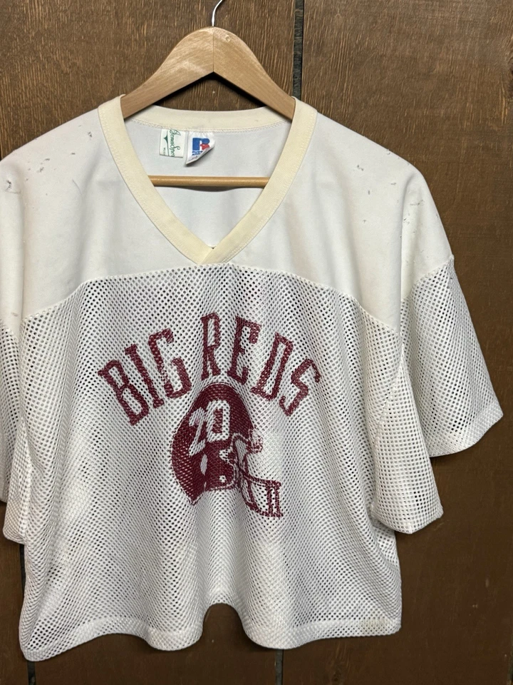 Camiseta de fútbol americano vintage Muskegon Big Reds adulto L/XL blanca Russell atlética años 90 Foto 3 de 4