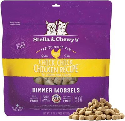 Freeze-Dried Raw Cat Dinner Morsels Premium Chicken Recipe W/ 98% Cage-Free Meat