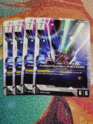 Justice Gundam (METEOR) Gundam TCG GD03-077 x4 Uncommon Steel Requiem playset