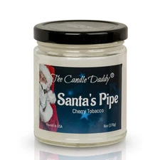 Santa's Pipe Funny Holiday Candle - Cherry Tobacco Scented Candle - Holiday