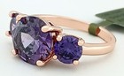 LAB CREATED 4.85 Cts AMETHYST THREE-STONE RING 14k ROSE GOLD PLATED - NWT — photo 5