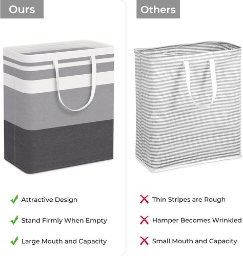 HomeHacks 1-Pack Large Laundry Basket,Waterproof, 100L, Gradient Grey - Picture 3 of 6