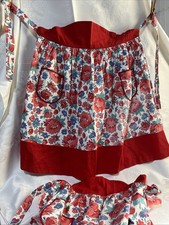 2 Vintage Half Apron Pre-owned Multi Colored Flower Design