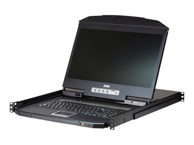ATEN 8P Short Depth Single Rail LCD KVM SW KVM-Umschalter PS/2 VGA