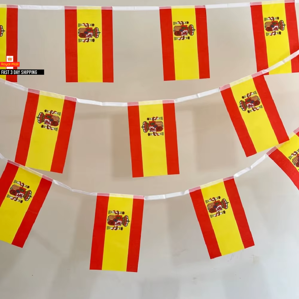 24Pcs Spain Flags Spainish Bunting 33Fts 20X30Cm Pennant String Banner Buntings