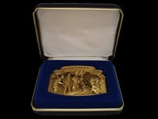 UE13168 NOS VINTAGE 1987 JOHN DEERE 150 YEARS TRACTORS 24K GOLD PLATE BUCKLE