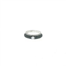 VINTAGE DESIGNER KALLATI BLACK & WHITE DIAMOND BAND RING 14K WHITE GOLD SIZE 7