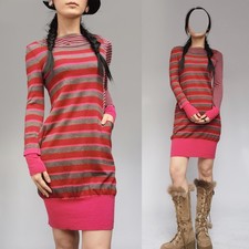 vintage marc jacobs fuschia stripe colorful deconstructed patched knit dress