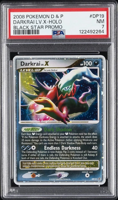 2008 POKEMON DIAMOND & PEARL BLACK STAR PROMO #DP19 DARKRAI LV.X-HOLO PSA 7