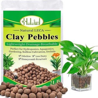 2 LB Expanded Clay Pebbles for Plants 4mm-16mm Clay Balls 100% Organic Hydroton