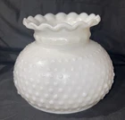 Vintage Hobnail Milk Glass Lamp Shade White 8” Ruffled Top 7” Fitter Mint
