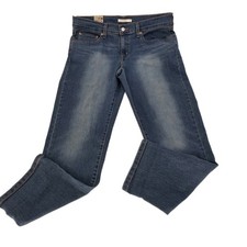 Levi Boyfriend Denim Blue Jeans Mid Rise Dark Wash Women Size 31x27 Stretch New