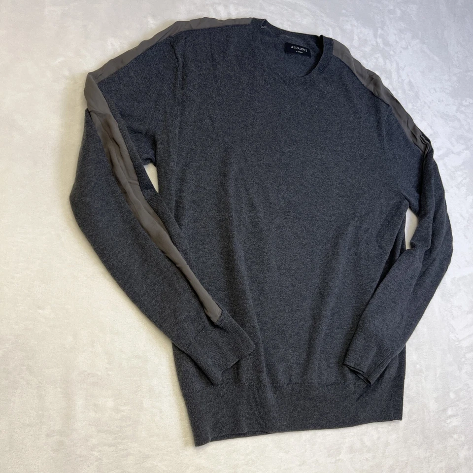 AllSaints Kansen Crew Neck Sweater Charcoal Wool Blend Long Sleeve Men's Size XL - Image 2 of 4