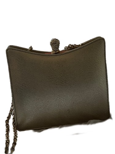 Gold Crossbody Small Evening Bag Rhinestone Closure Chain Strap - Picture 5 of 9