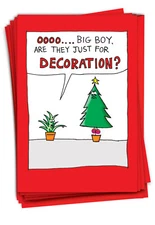 12 Funny Greeting Cards Set 5"x7" w/ Envelopes(1 Design) Tree Decorations