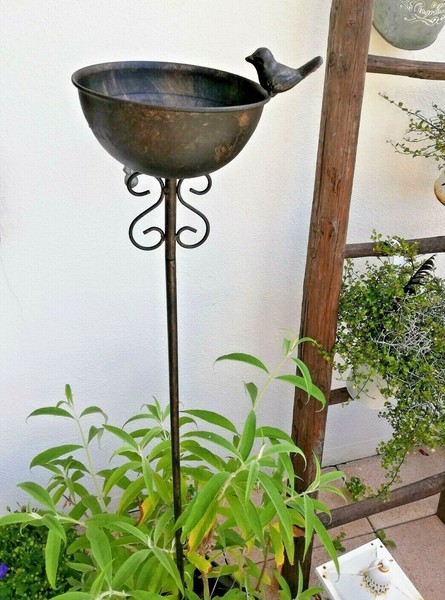 Dekorative Futterstelle Futterplatz VogelträNke Antik Look Shabby Braun D14,5 Cm-image