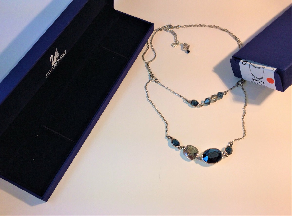 SWAROVSKI Double Necklace 866934, Asymmetric, Blue + Clear