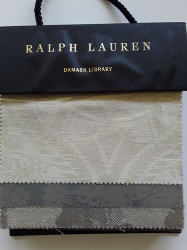 Libro campione tessuto biblioteca damascata Ralph Lauren 36 pz lino creme cotone abbronzatura - Foto 1 di 12