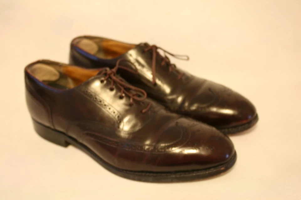 Men's Stafford Burgundy Leather Lace-Up Wing Tips Dress Shoes Size 8 D/B 89740 - Image 4 of 4