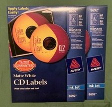 Lot Of 2 Avery CD DVD Ink Jet Matte White Labels 40 Disc 80 Spine 8692 Brand New