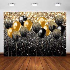 Backdrop BlackGold Glitter Birthday Wedding Prom Graduation Photography 7x5ft